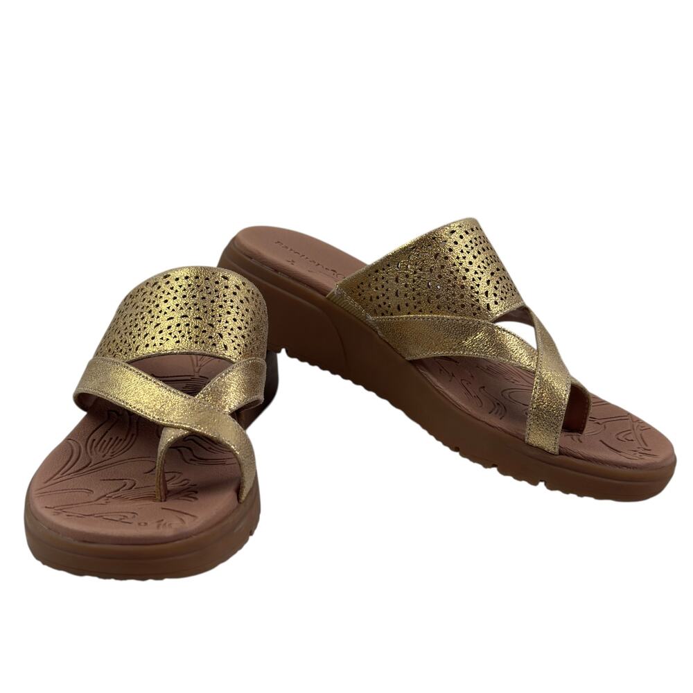 Baretraps Brett Gold Metallic Slide Comfort Lightweight Sandals Women's Size 6.5
